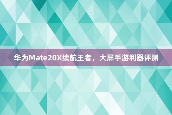 华为Mate20X续航王者，大屏手游利器评测